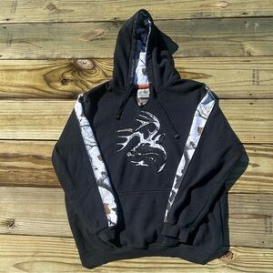 Legendary Whitetails Black Hoodie with Camouflage Details